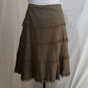Like New Tahari Brown Linen Skirt Size 8